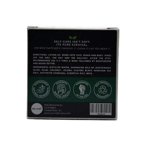 Pure Rebel - Beard & Body Tea Tree Mint Activated Charcoal Bar