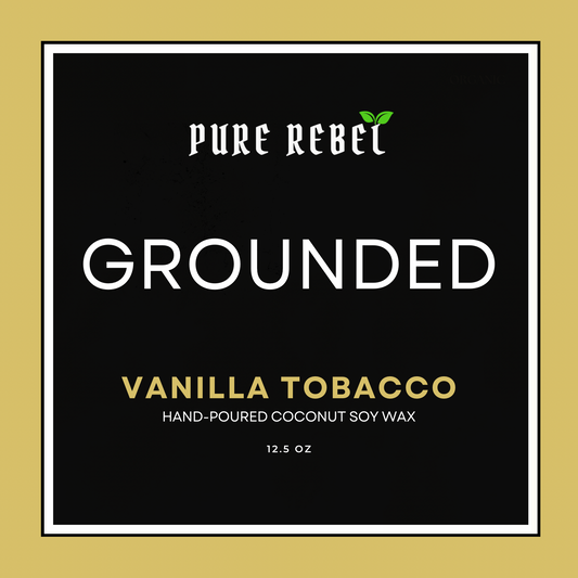 Pure Rebel “Grounded” Hand Poured Coconut Soy Candle 12.5oz - Vanilla Tobacco