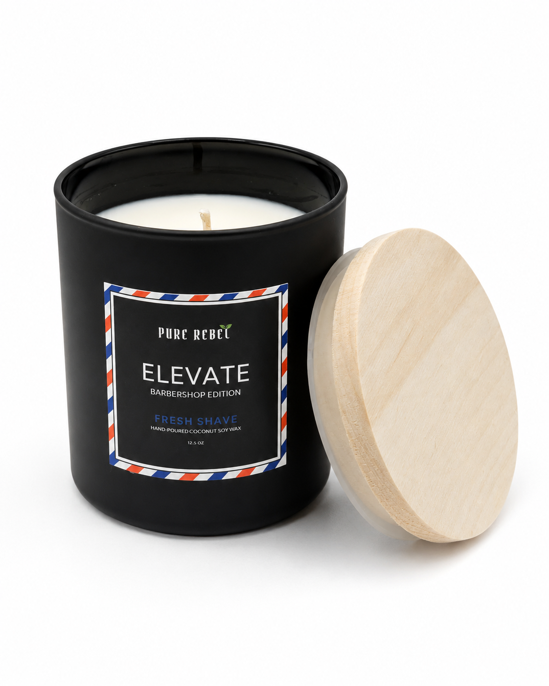 Pure Rebel “Elevate” Hand Poured Coconut Soy Candle 12.5oz - Barbershop Edition