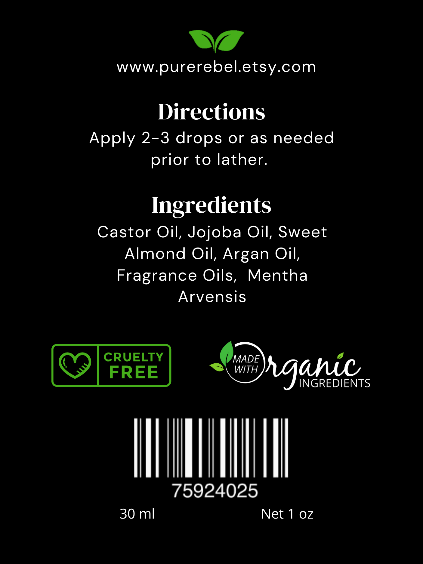 Pure Rebel Pre-Shave Oil - Eucalpytus Mint